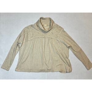 Altar'd State Cream Embroidered Oversized Babydoll Turtleneck Top Size M